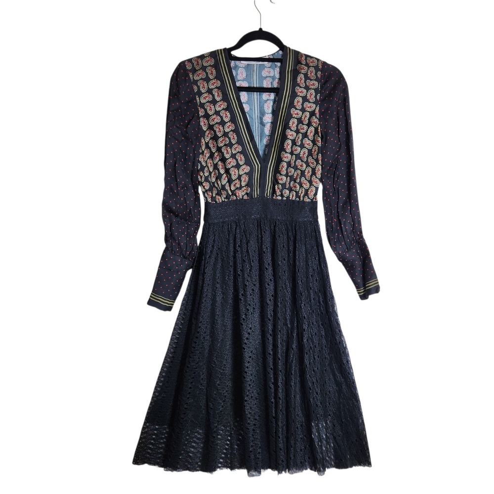 Philosophy di Lorenzo Serafini Mixed Print Paisley Lace Midi Dress Size 2 IT 38